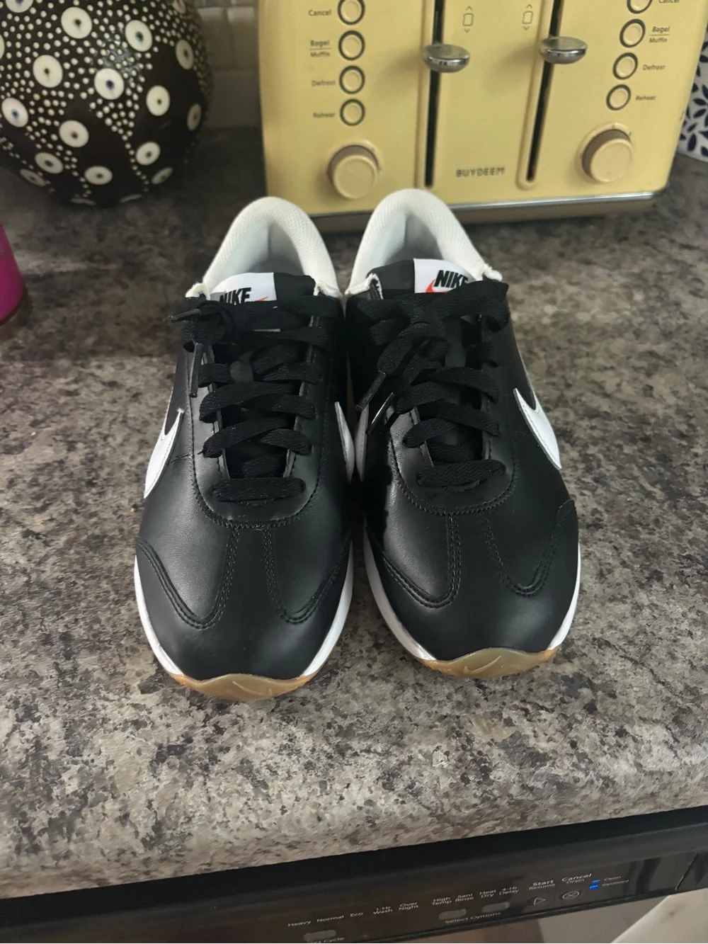 Nike Black White Retro Runner with Gum Outsole
